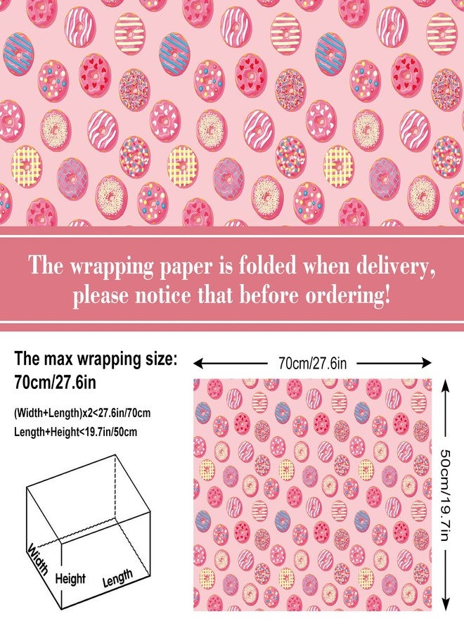 AnyDesign 12 Sheet Sweet Wrapping Paper Pink Donuts Cupcake Muffin Pattern Gift Wrap Bulk Dessert Print Art Paper for Birthday Wedding Baby Shower DIY Crafts Gift Packing, 19.7x27.6 Inch, Folded Flat - Image 2